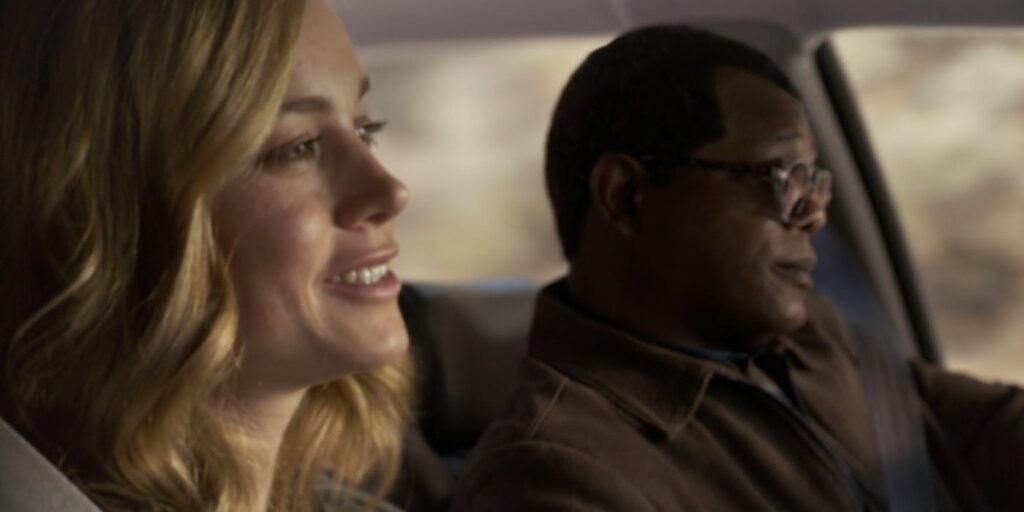 Brie Larson and Samuel L. Jackson in Captain Marvel