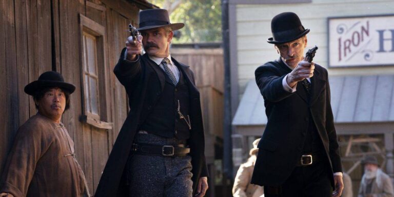 Timothy Olyphant and John Hawkes in Deadwood: The Movie