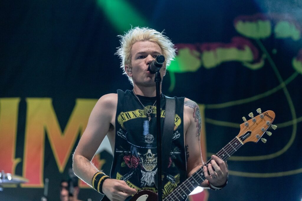 Sum 41 performs at the Rockstar Disrupt Festival in Phoenix, AZ on July 27, 2019.