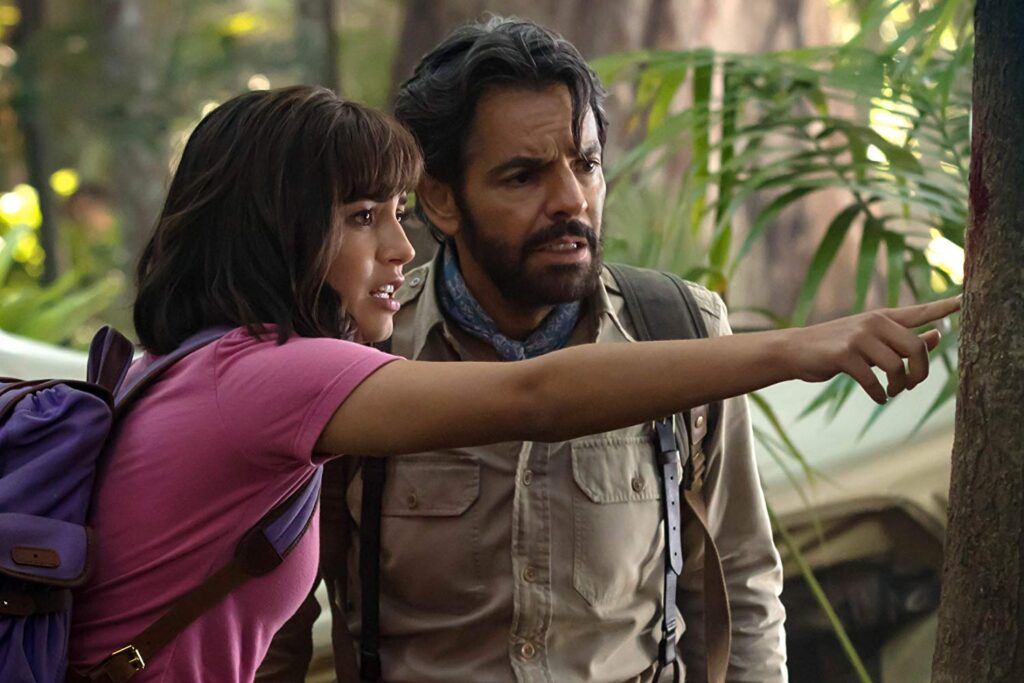 Isabela Moner and Eugenio Derbez in Dora and the Lost City of Gold