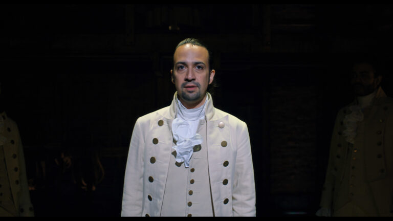 Lin-Manuel Miranda in Hamilton, the film of the original Broadway production
