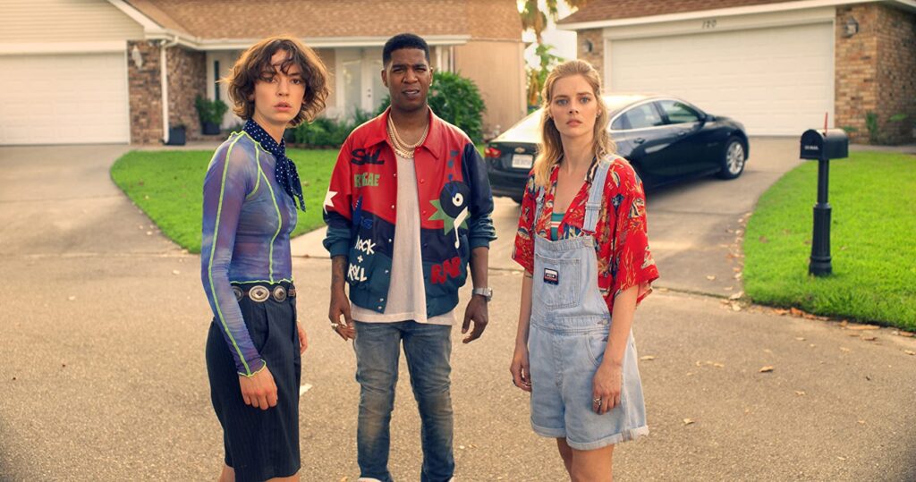 Brigette Lundy Paine, Kid Cudi and Samara Weaving in BILL AND TED FACE THE MUSIC