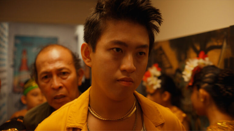 Rich Brian and Yayu A.W. Unru appear in Jamojaya by Justin Chon, an official selection of the Premieres program at the 2023 Sundance Film Festival. Courtesy of Sundance Institute | Photo by Ante Cheng. All photos are copyrighted and may be used by the press only for the purpose of news or editorial coverage of Sundance Institute programs. Photos must be accompanied by a credit to the photographer and/or 'Courtesy of Sundance Institute.' Unauthorized use, alteration, reproduction or sale of logos and/or photos is strictly prohibited.