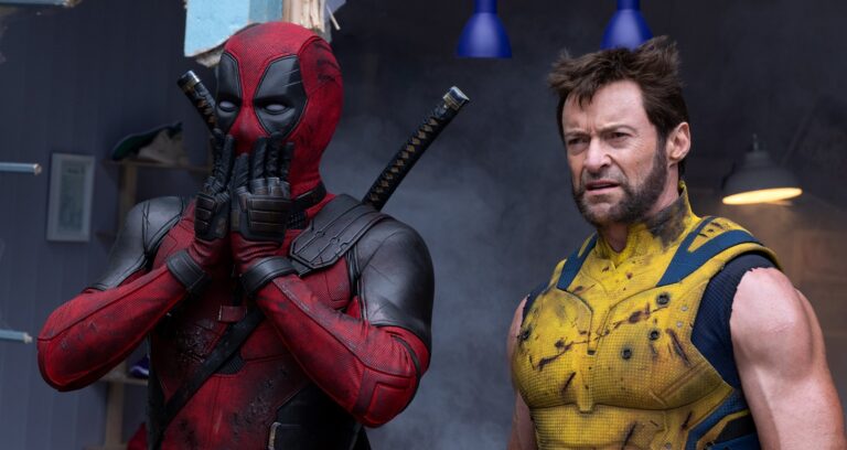 (L-R): Ryan Reynolds as Deadpool/Wade Wilson and Hugh Jackman as Wolverine/Logan in 20th Century Studios/Marvel Studios' DEADPOOL & WOLVERINE. Photo by Jay Maidment. © 2024 20th Century Studios / © and ™ 2024 MARVEL.