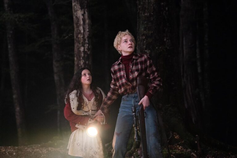 Matilda Firth and Julia Garner in Wolf Man